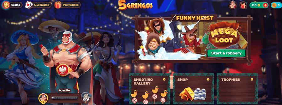 Bonus e giochi entusiasmanti dal casinò online 5Gringos 