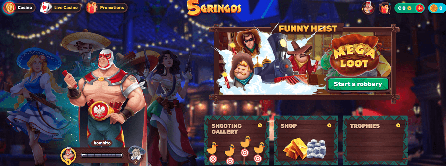 Bonuses and Exciting Games from 5Gringos Online Casino