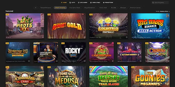 Dashboard casinò online